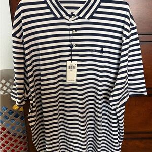 Ralph Lauren Men's Navy and White Striped Polo Shirt